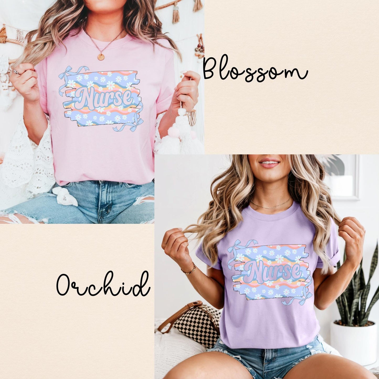 Nurse Comfort Colors T-Shirt: Floral Spring/Summer Medical Tee