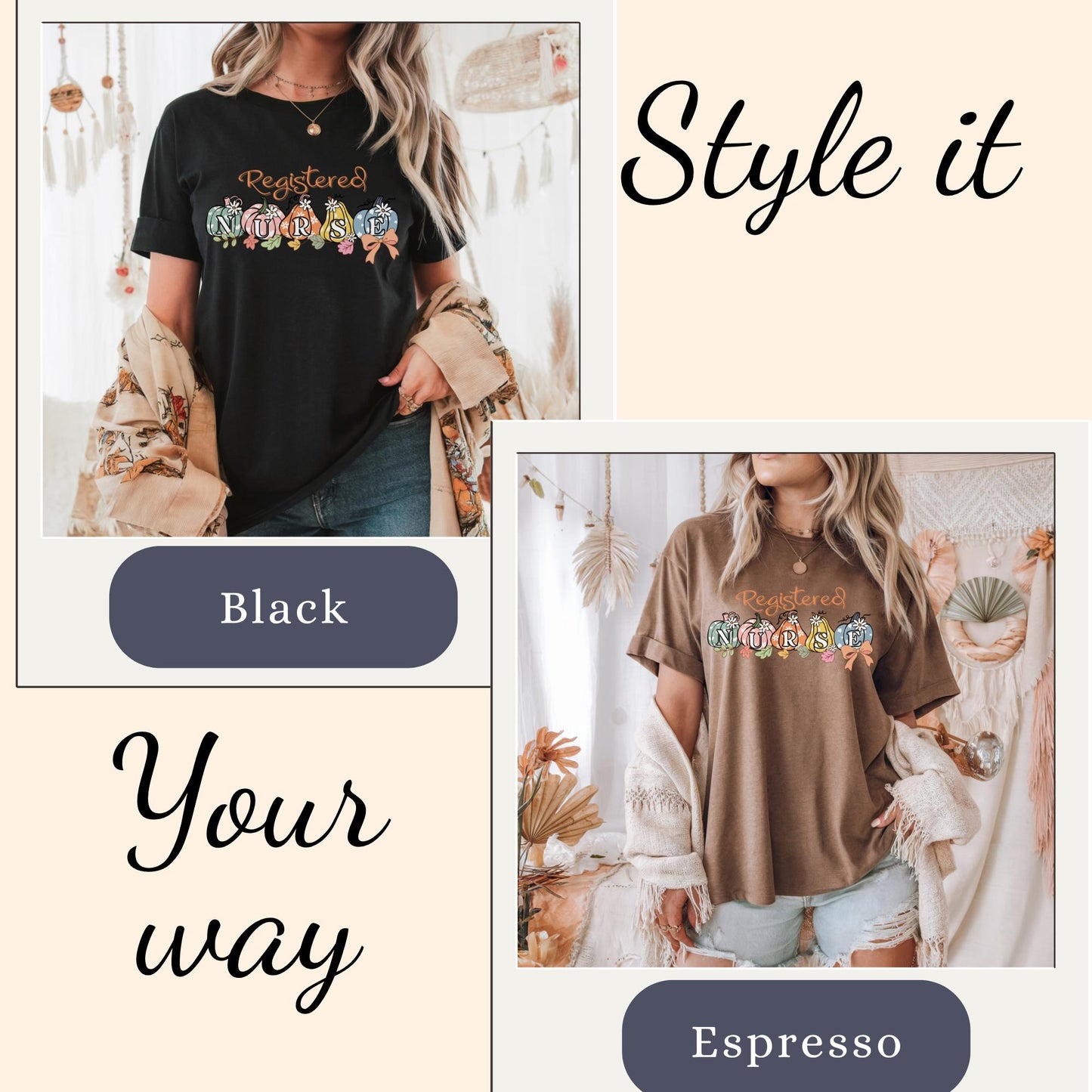 Registered Nurse Halloween Comfort Colors® 100% cotton Nurse autumn t-shirt S-4XL