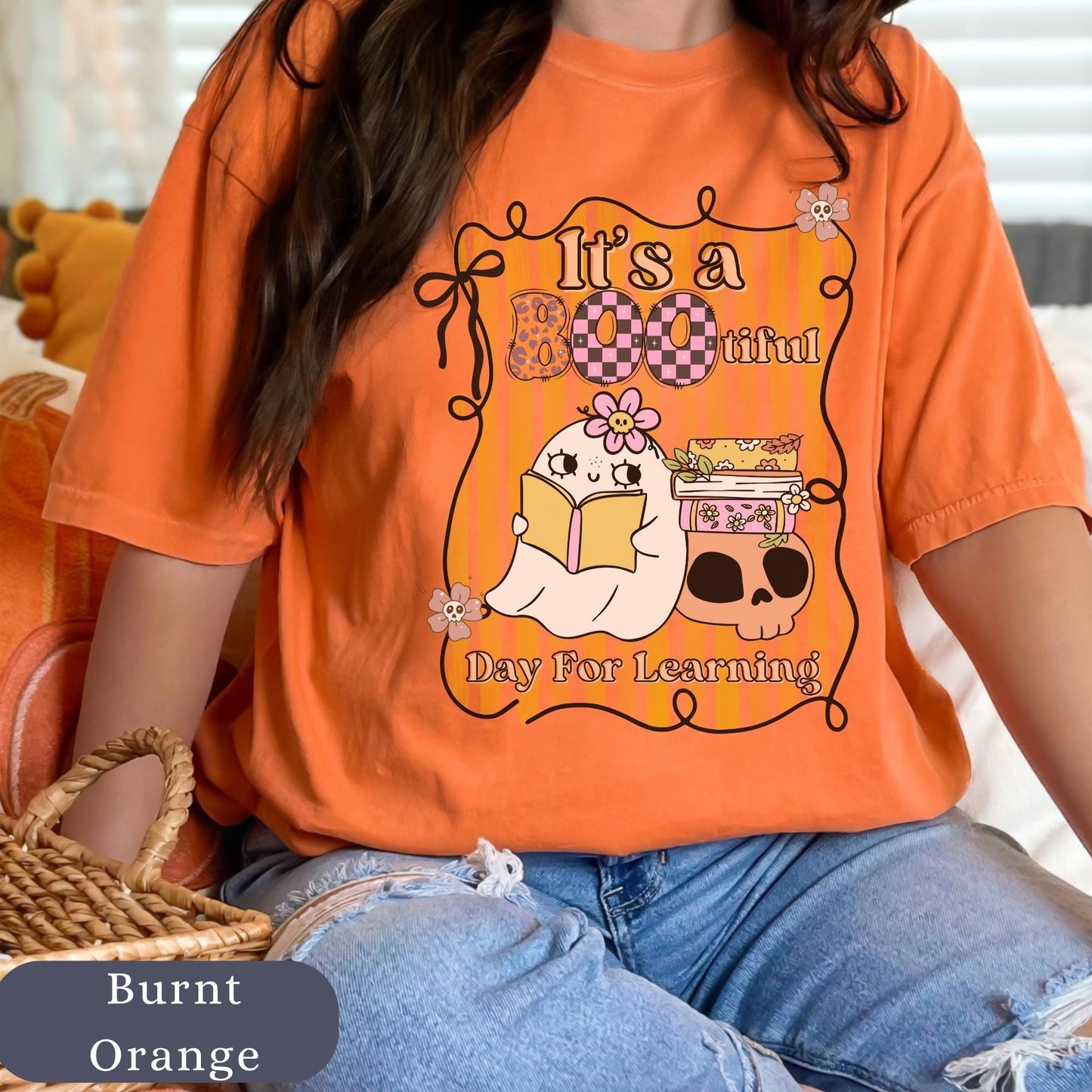 Funny Teacher Halloween T-Shirt: Spooky Book Ghost Tee