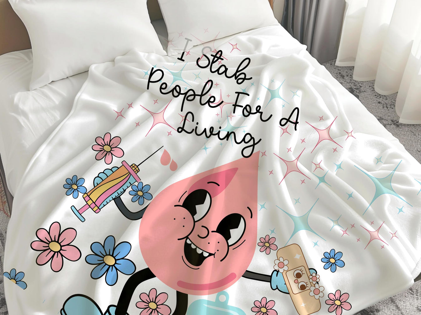 Custom Phlebotomist Fleece Throw Blanket: Funny Vein Finder Gift