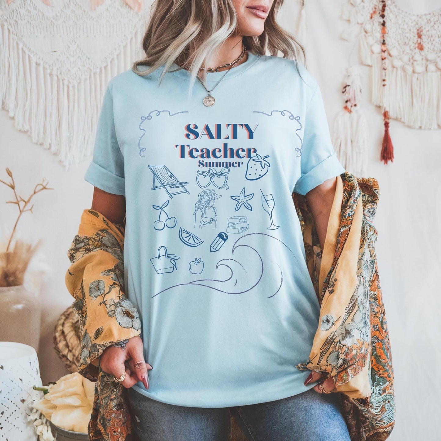 Teacher summer t-shirt for vacation travel apparel for salty teacher club shirt matching group summer girls trip tshirt teacher gift idea