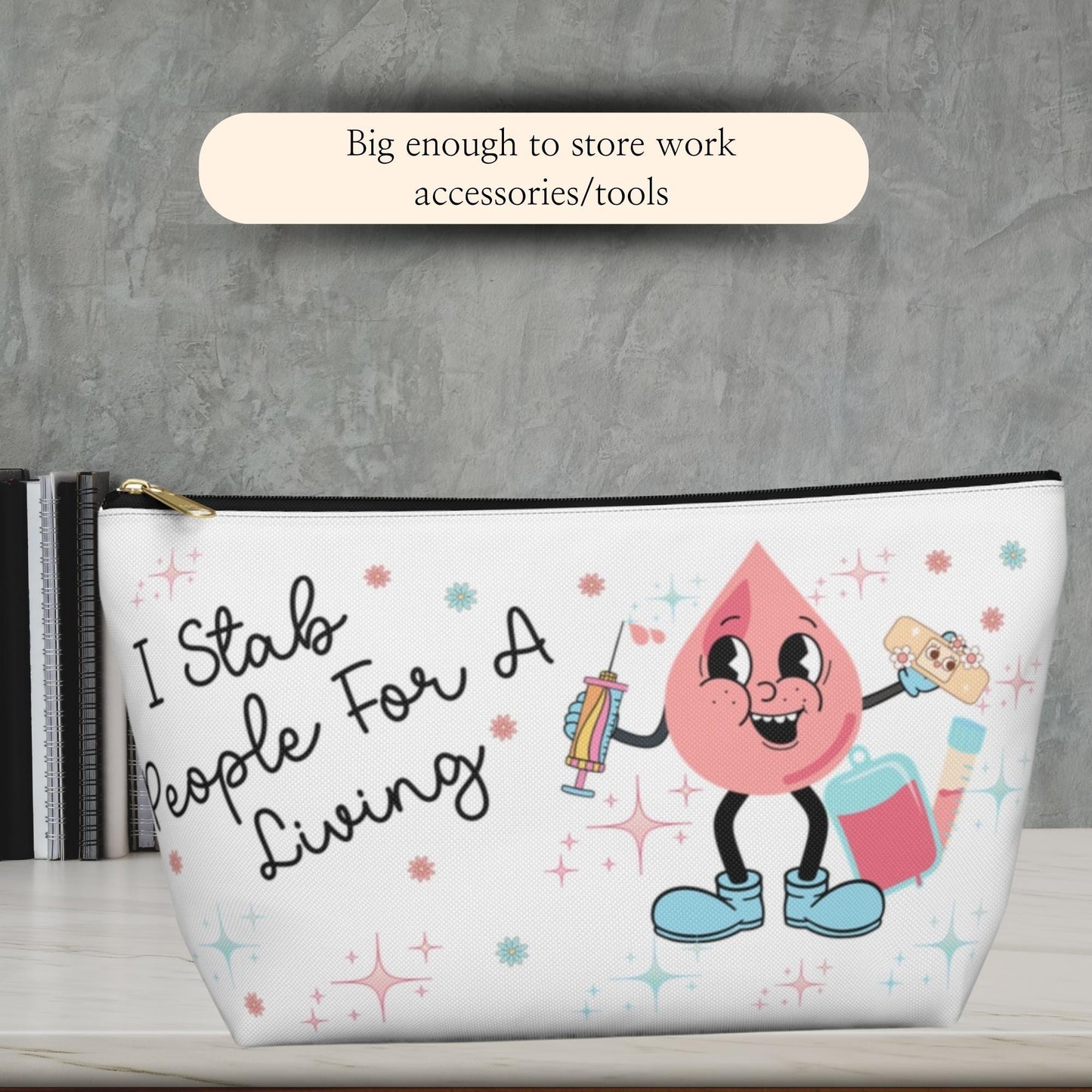 Personalized Phlebotomist Accessory Bag: Wildflower Pencil Pouch, Funny Medical Gift
