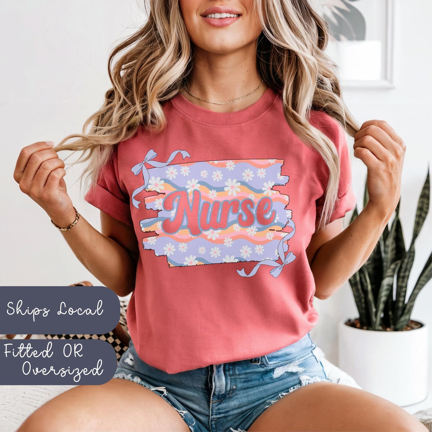 Nurse Comfort Colors T-Shirt: Floral Spring/Summer Medical Tee