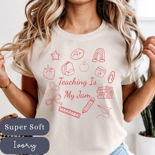 Teaching Is My Jam  Funny T-Shirt Teacher Gift Idea Trendy fruit shirt for educators Back to School  Comfort Colors Classroom Style apparel