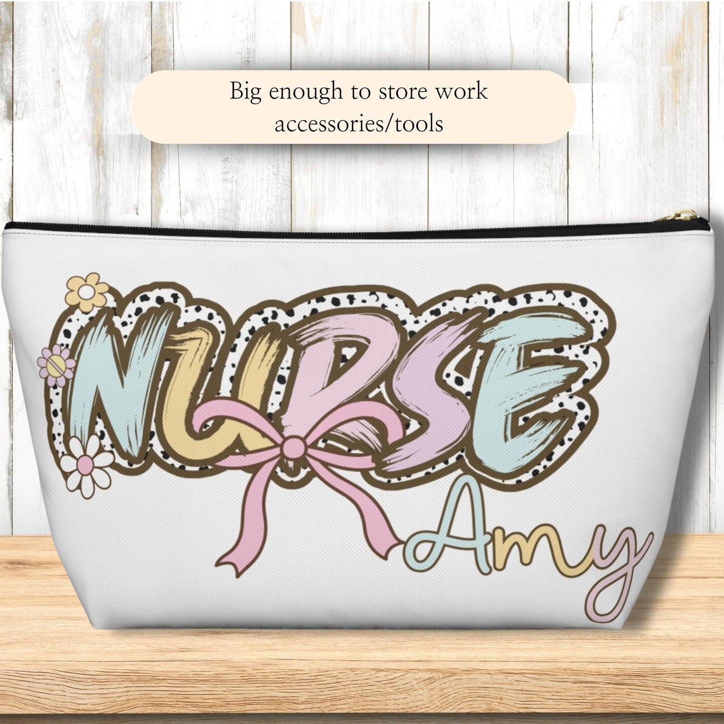 Personalized Nurse Makeup Bag: Custom Name Cosmetic Pouch