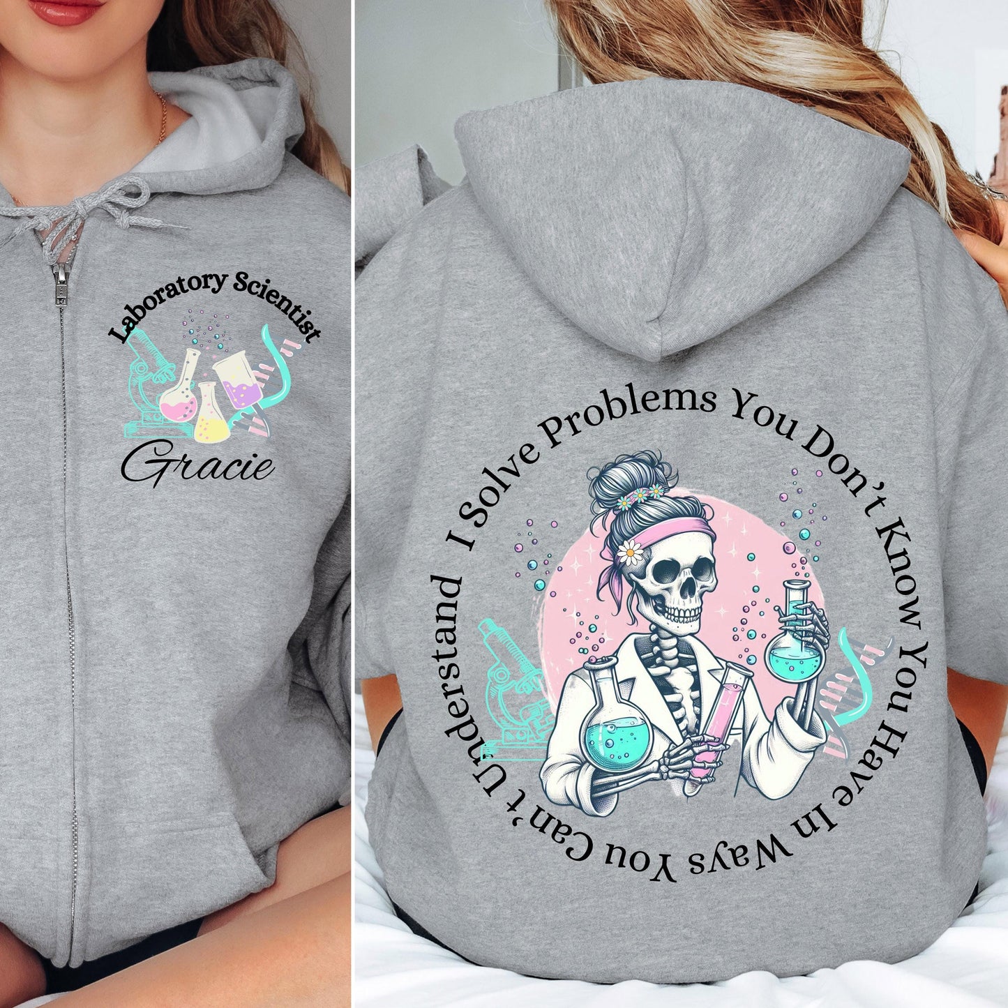 Custom Medical Lab Scientist Zip Hoodie: Funny Chemist Gift