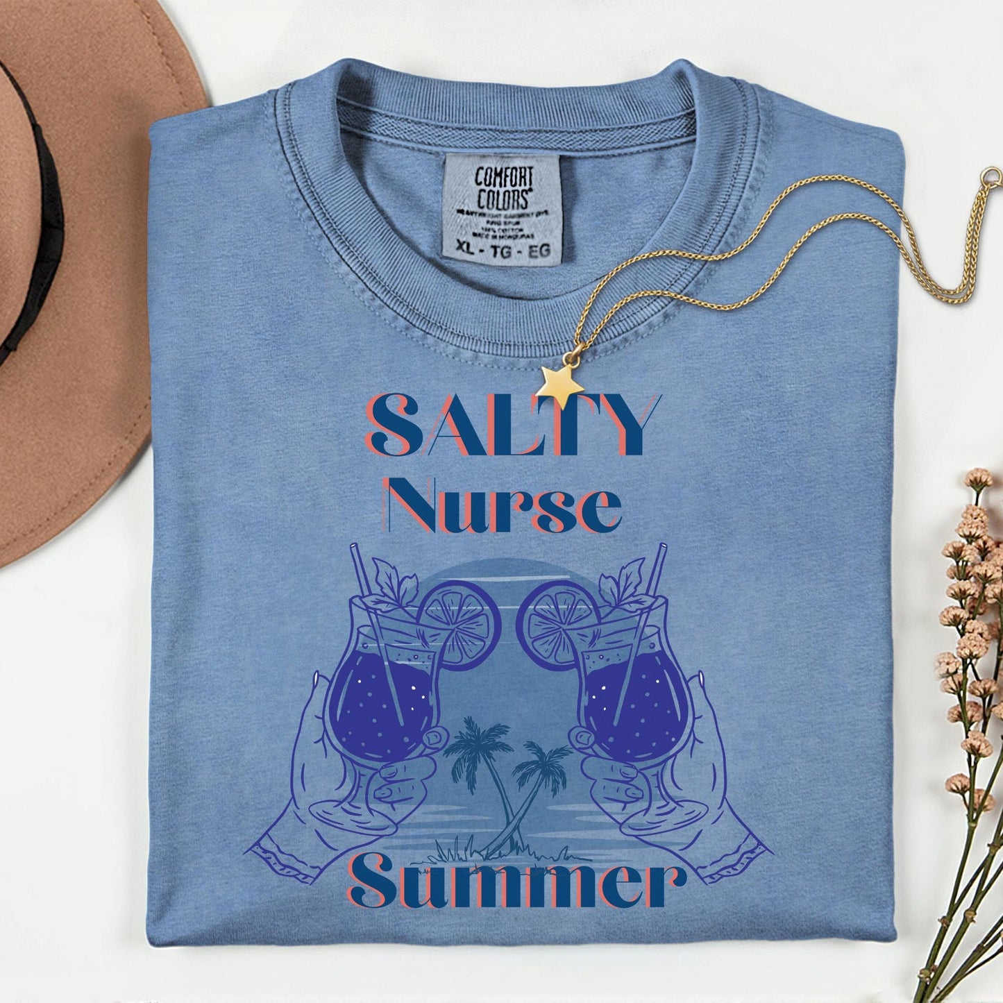 Salty Nurse Club Comfort Colors T-Shirt: RN Summer Travel Tee