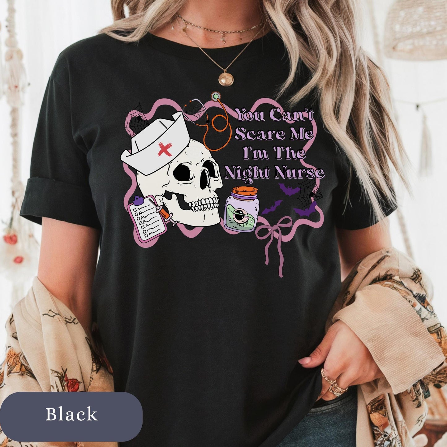 Night Shift Nurse Halloween Skeleton Comfort Colors® 100% cotton Autumn t-shirt S-4XL