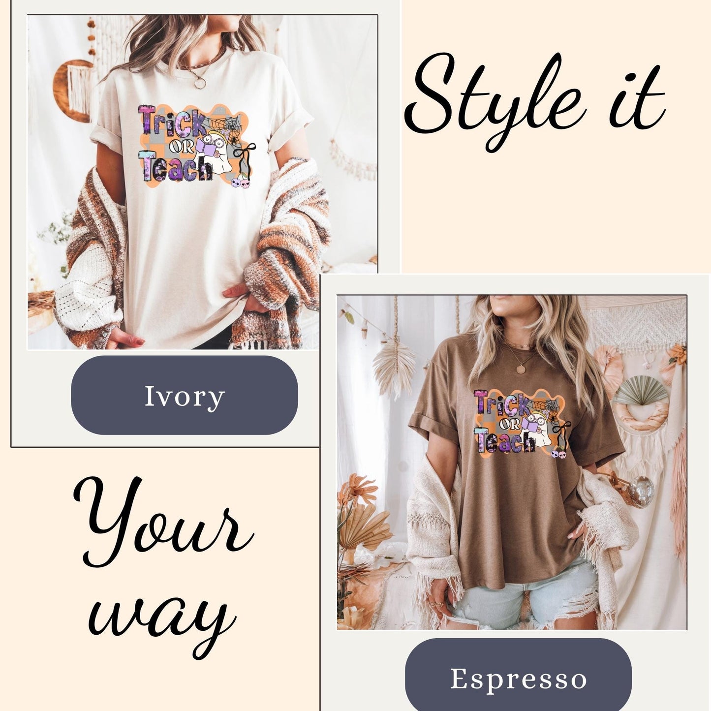 Trick or Teach Halloween T-Shirt: Comfort Colors Teacher Tee