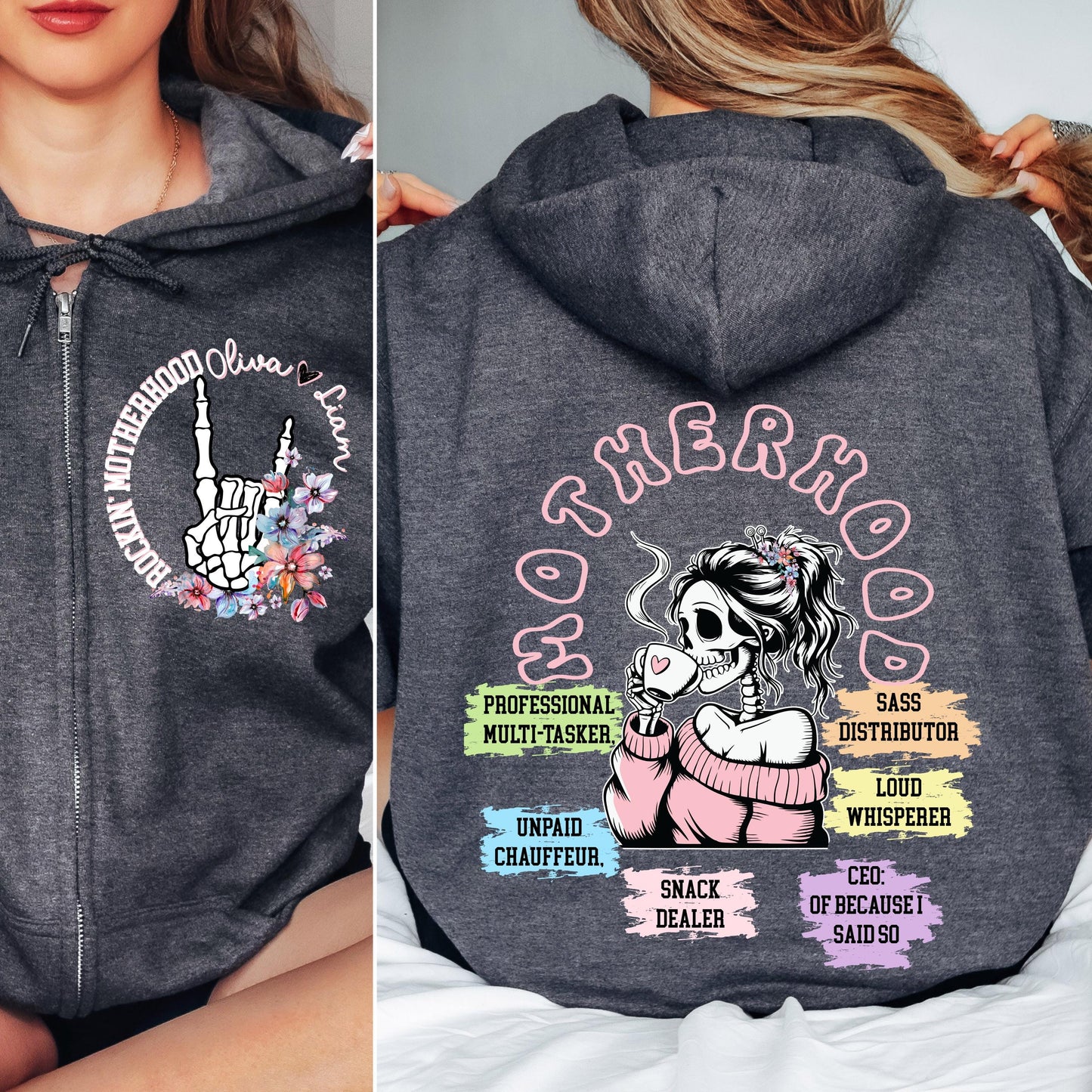 Custom hoodies mama gift from kids present for mothers day gift for her cute full zip hoodie funny mama sweatshirt hoodies for women b-day