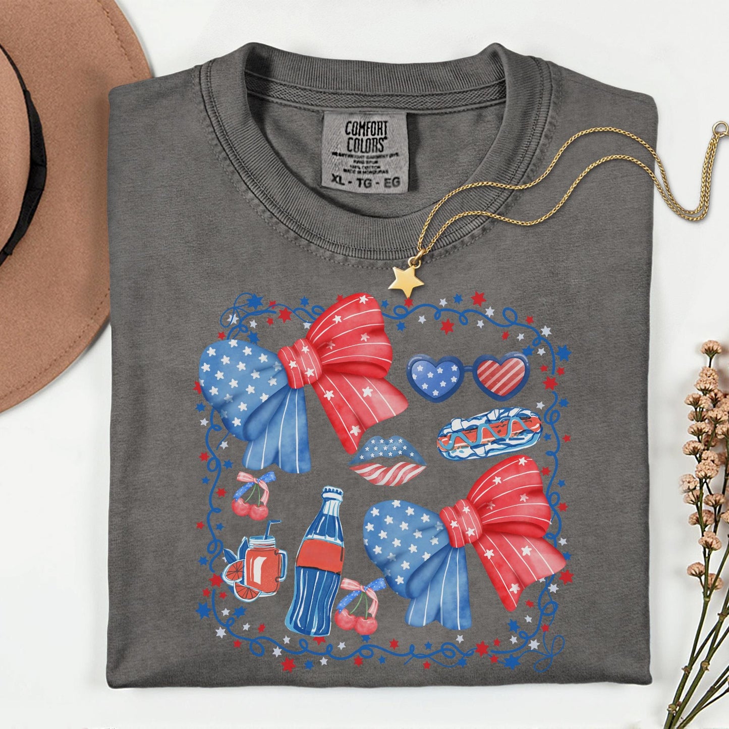 Patriotic Mama Bow T-Shirt: Comfort Colors 4th of July Tee