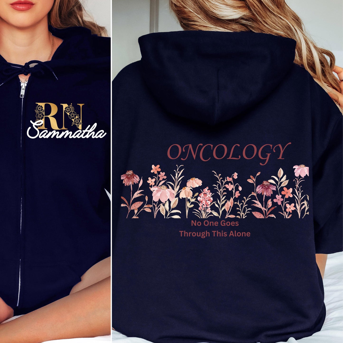 Personalized registered oncology nurse fleece jacket custom nursing graduation gift for licensed practical nurse student full zip hoodie