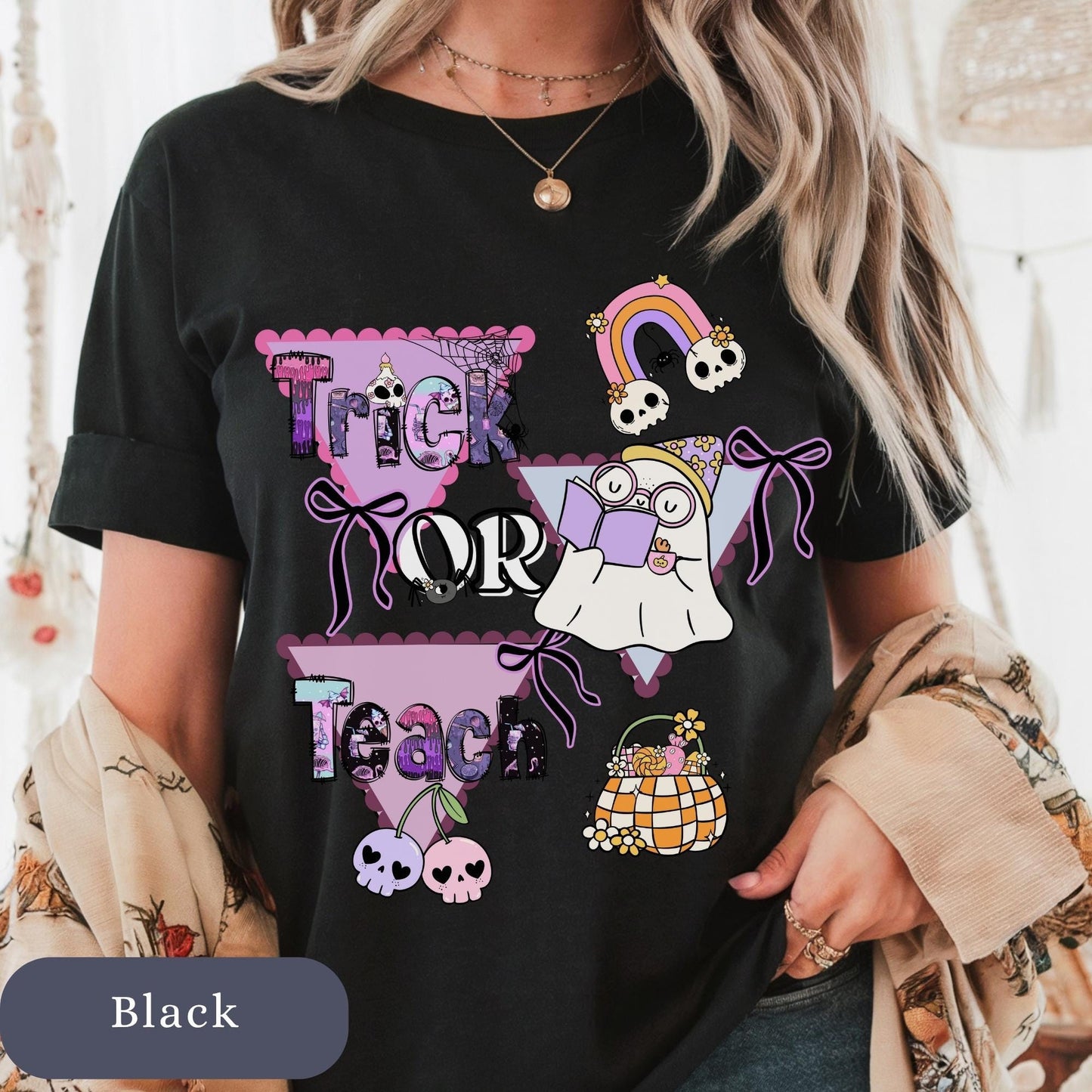 Trick or Teach Halloween T-Shirt: Comfort Colors Teacher Shirt