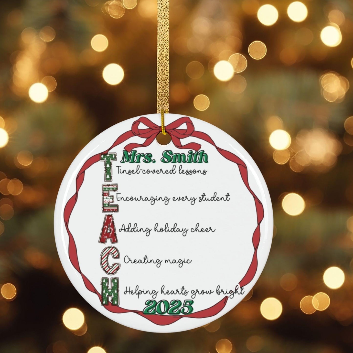 Custom Teacher Ornament: 2025 Graduation Keepsake, Classroom Christmas Decor