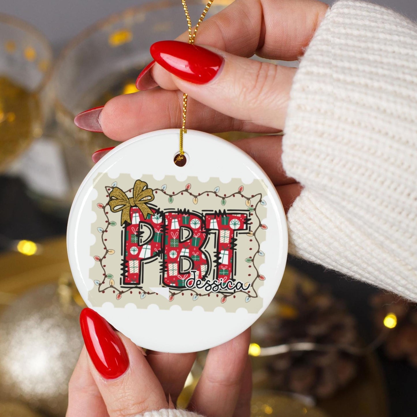 Custom Phlebotomist Christmas keepsake ceramic ornament