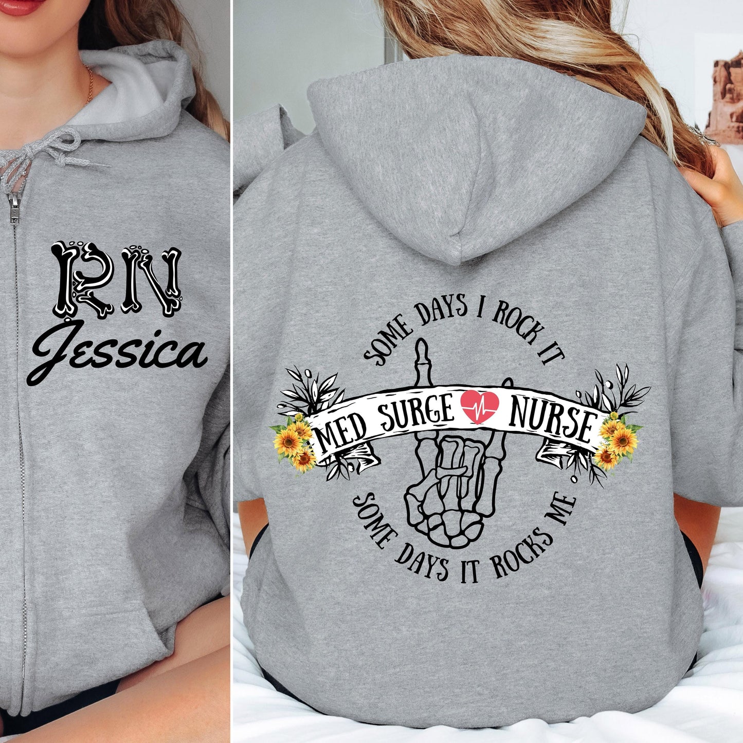Funny Nurse Zip Hoodie: Custom RN Gift