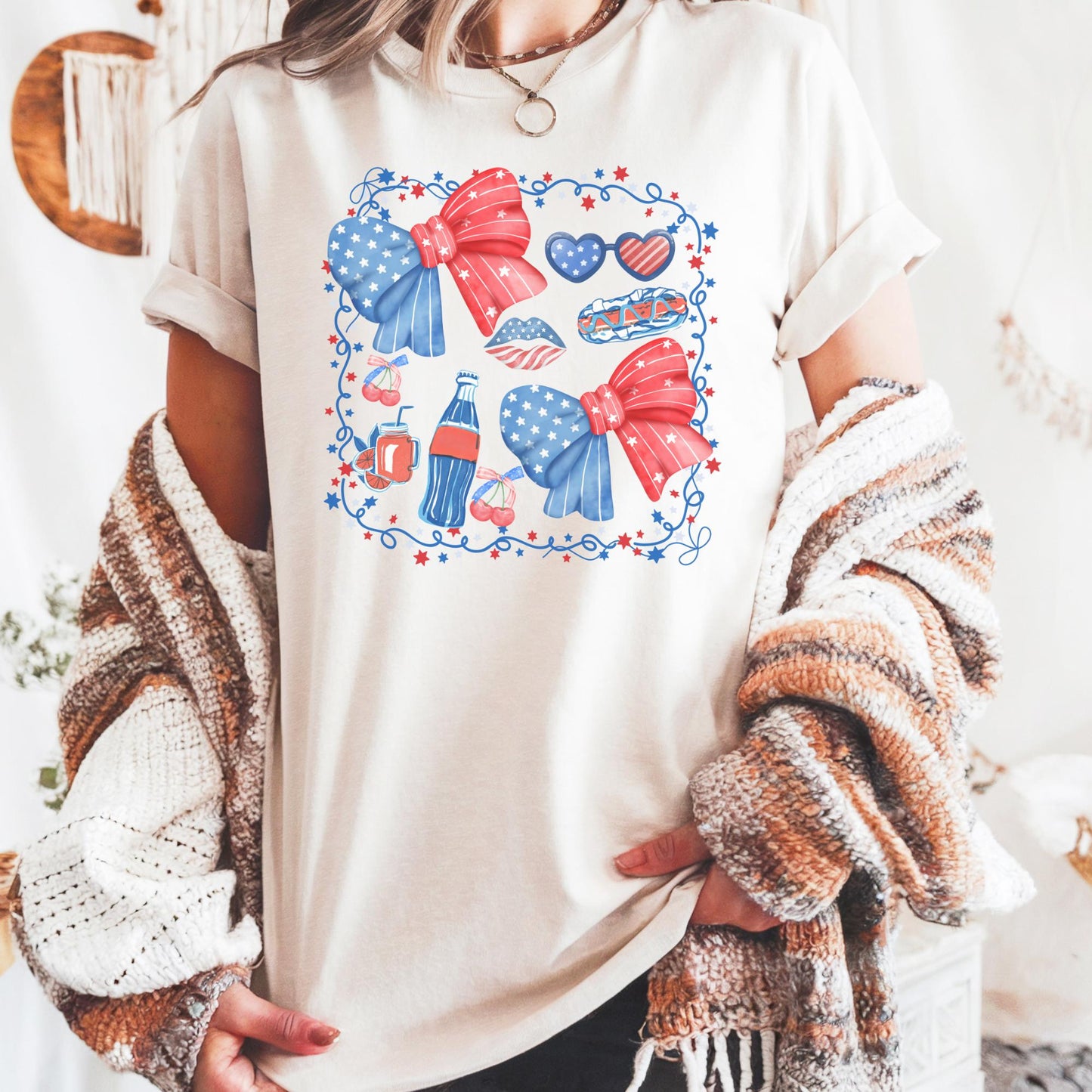 Patriotic Mama Bow T-Shirt: Comfort Colors 4th of July Tee