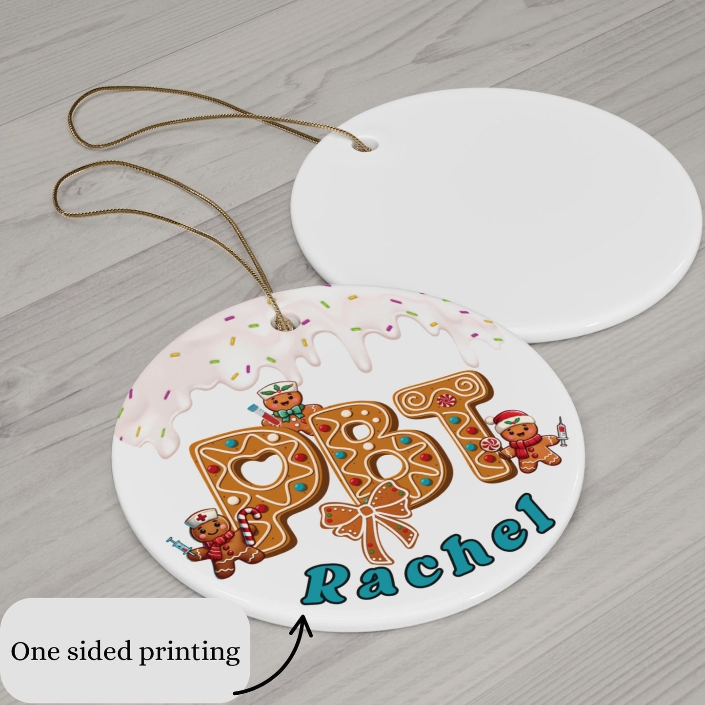 Personalized Gingerbread Phlebotomist Ornament: Custom Initial Christmas Tree Decoration