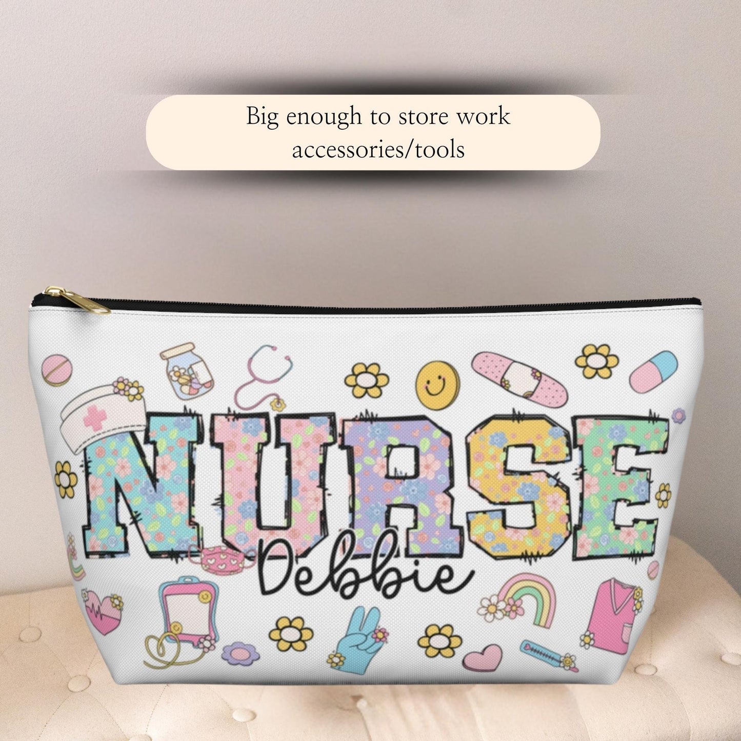 Personalized Nurse Makeup Bag: RN/LPN Gift, Custom Cosmetic Pouch