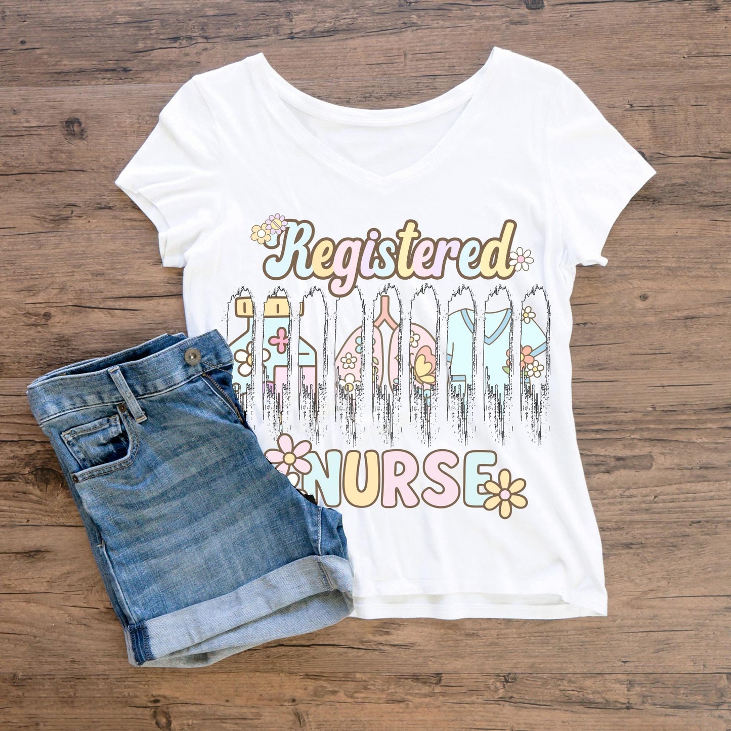 Comfort Colors Nurse Shirt: Brush Stroke Floral Design, Nurses Week Tee