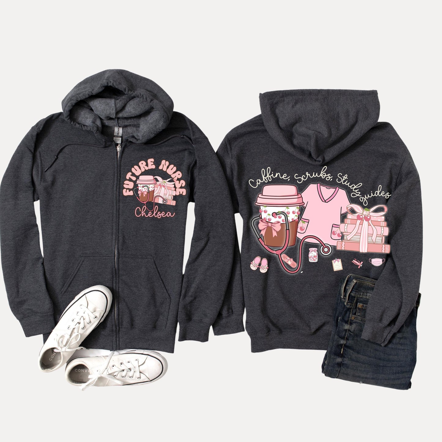 Personalized Nurse Zip Hoodie: RN Nursing Student Gift