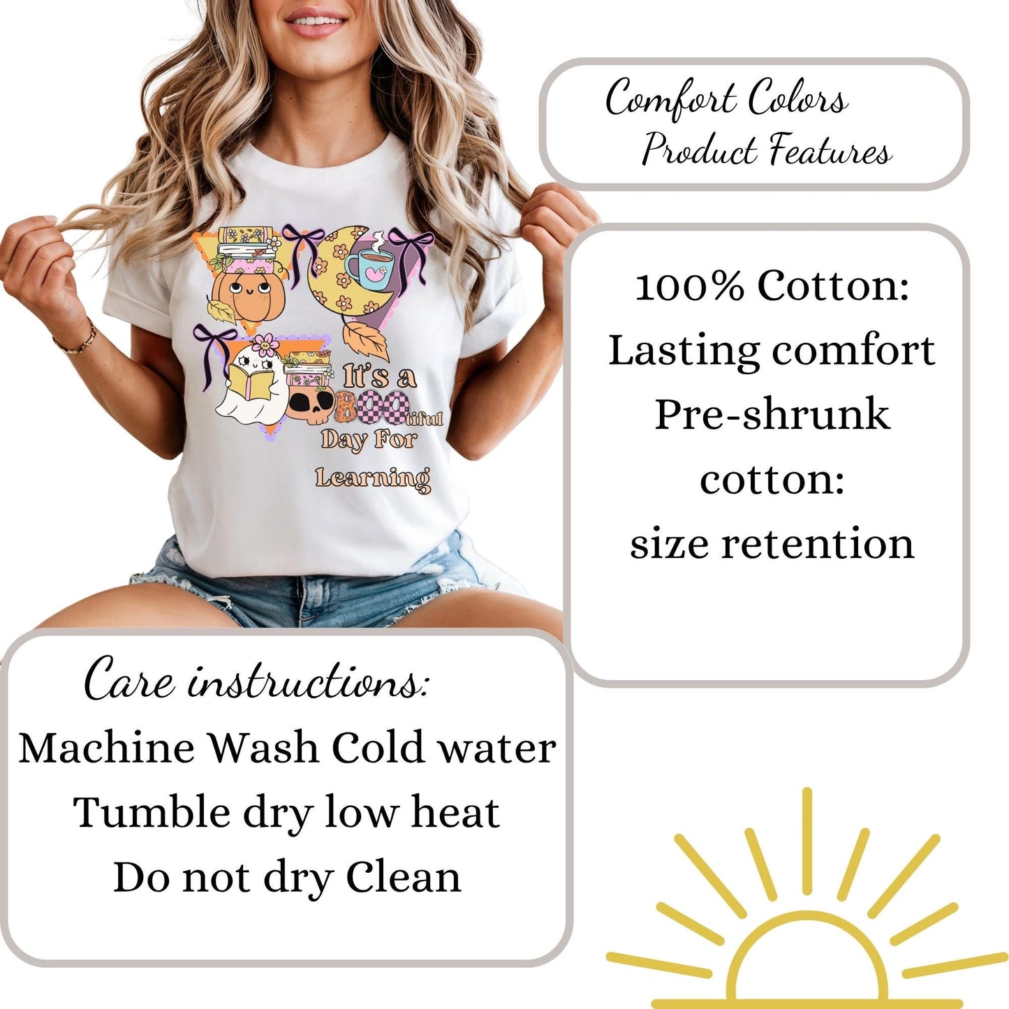 Funny Teacher Halloween T-Shirt: Spooky Book Ghost Comfort Colors Tee