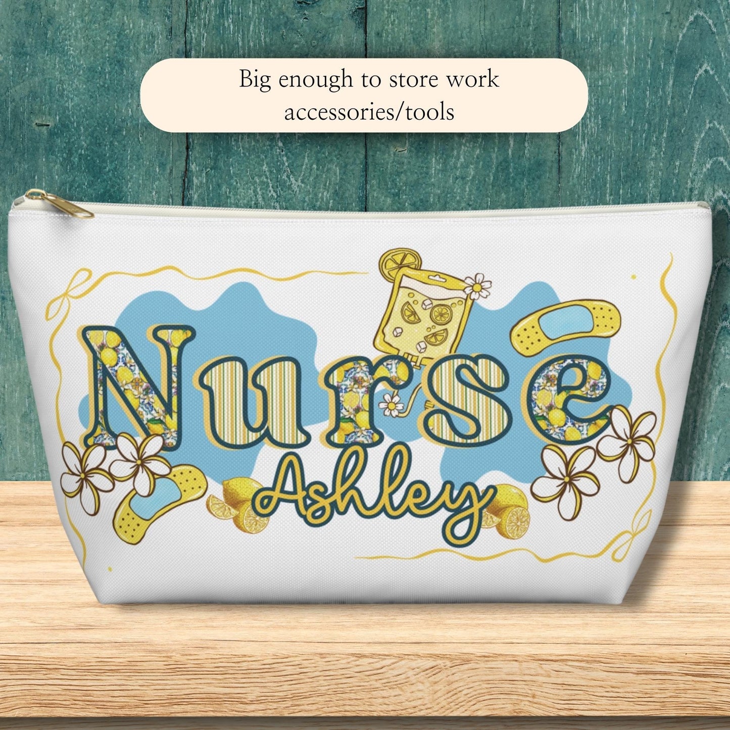 Personalized Nurse Makeup Bag: Custom Name Cosmetic Pouch