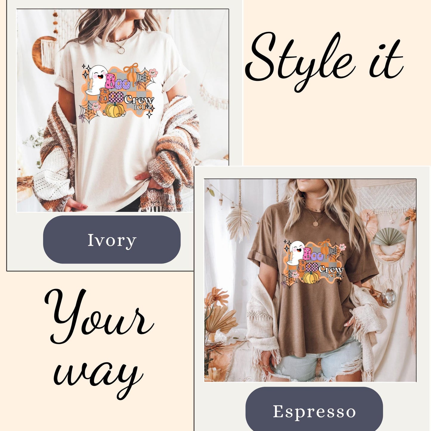 ICU Nurse Halloween boo boo crew Comfort Colors® 100% cotton autumn T-shirt S-4XL