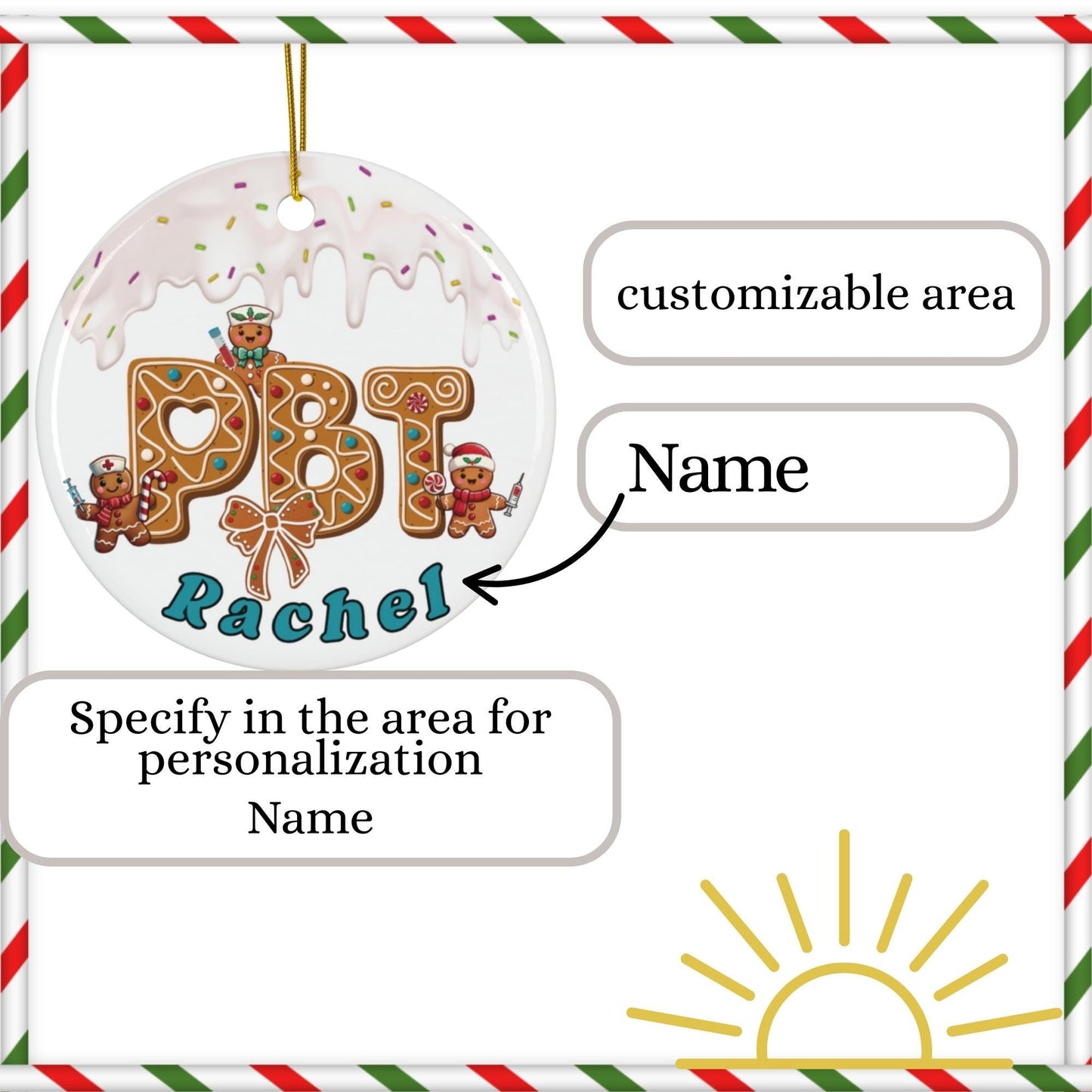 Personalized Gingerbread Phlebotomist Ornament: Custom Initial Christmas Tree Decoration