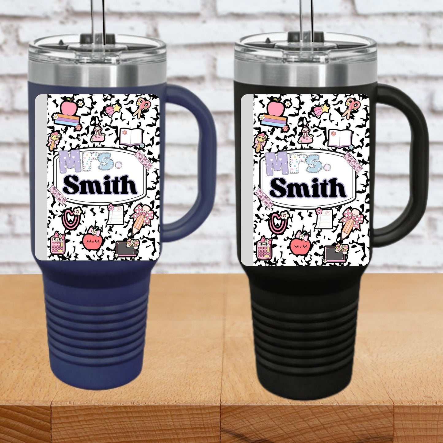 Personalized Teacher Tumbler: 40 oz Insulated Coffee Mug, Back to School Gift