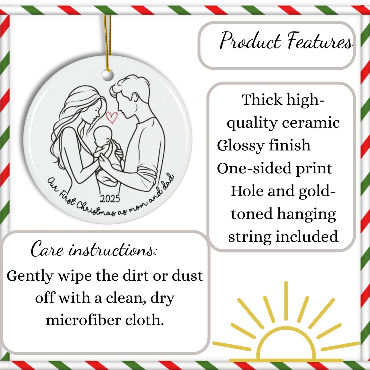 Mom & Dad's First Christmas 2025 Ornament: Ceramic Keepsake Decoration