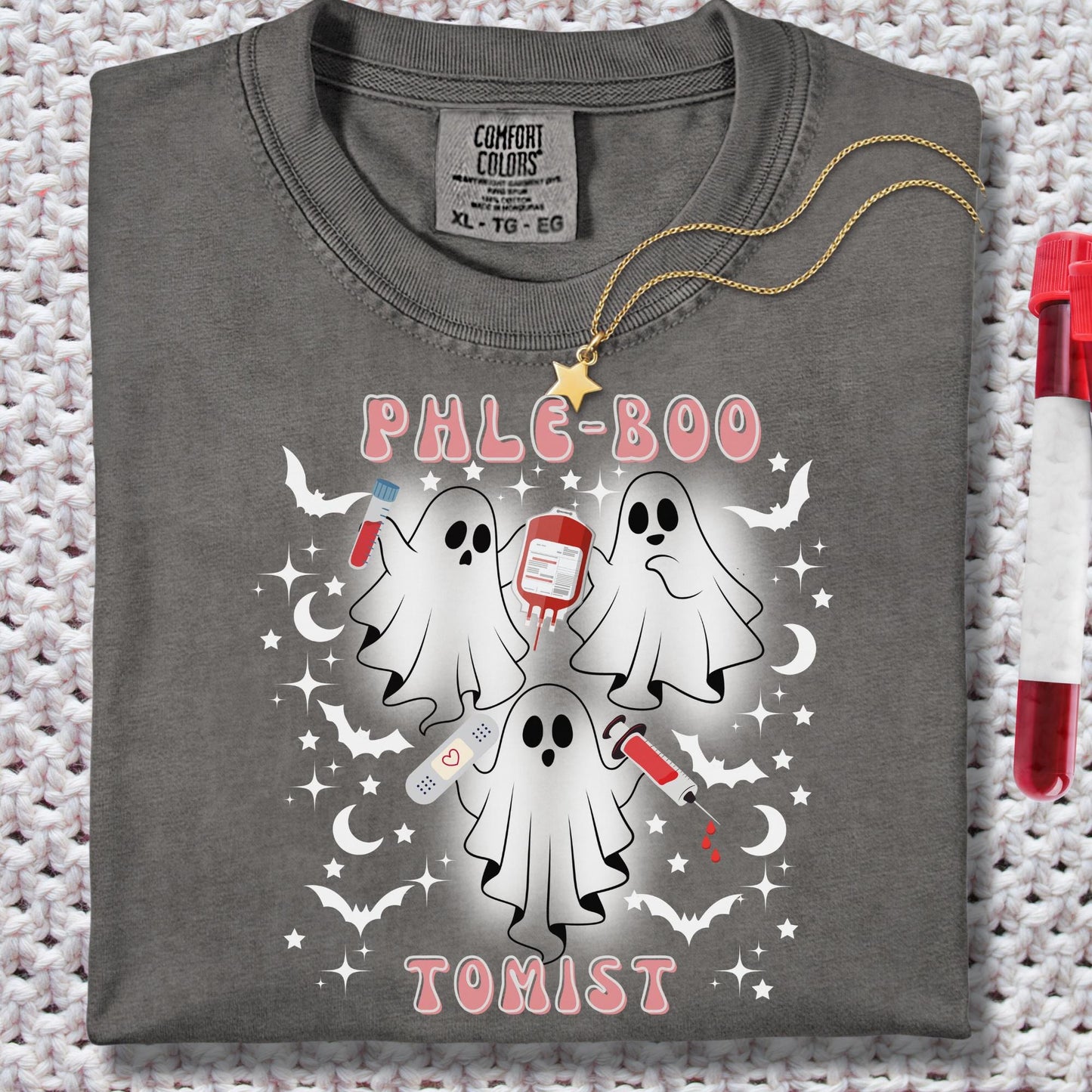 Retro Halloween Boo Crew T-Shirt: Phlebotomist Spooky Season Tee