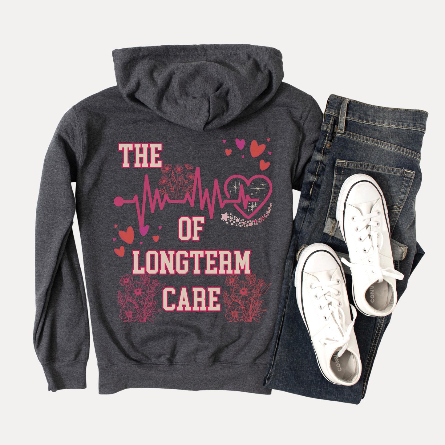 Personalized CNA Full Zip Hoodie: Long Term Care Nurse Gift