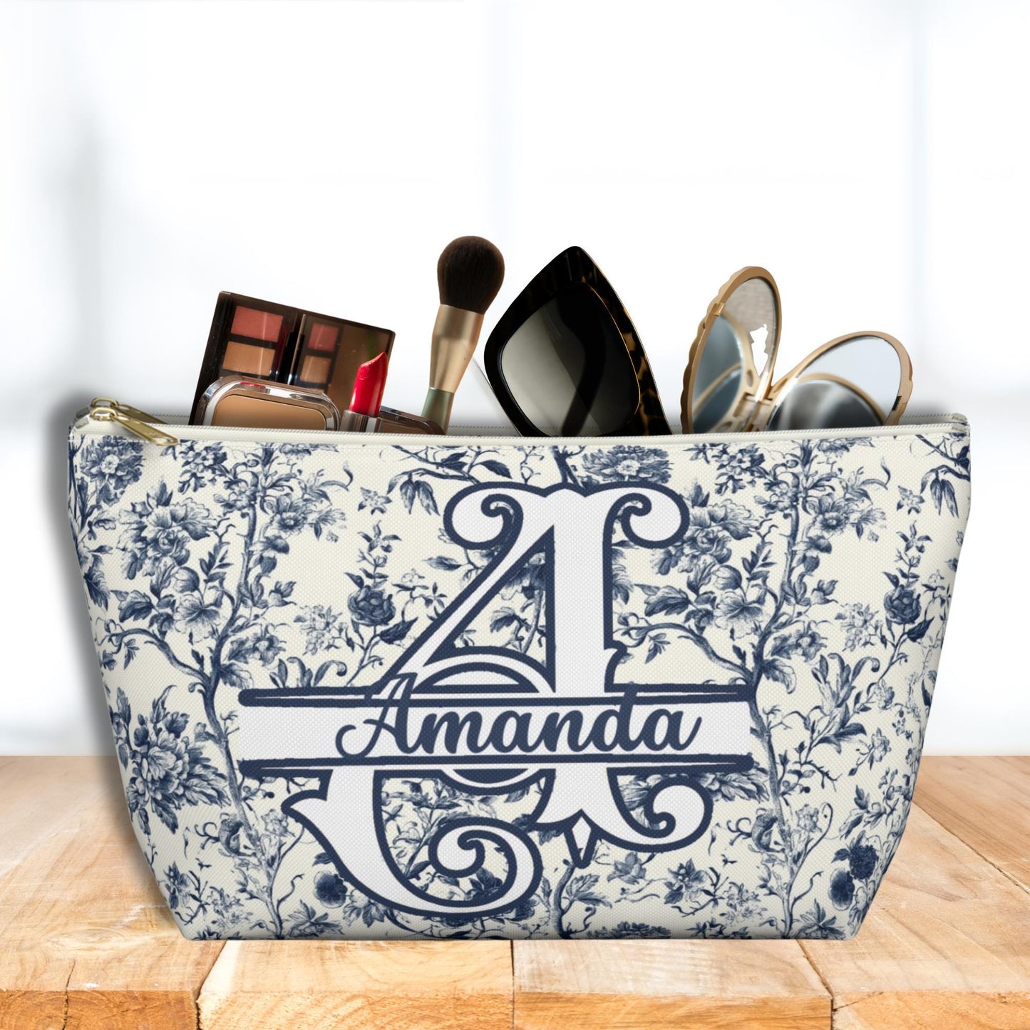 Monogrammed Makeup Bag: French Inspired Toiletry Pouch