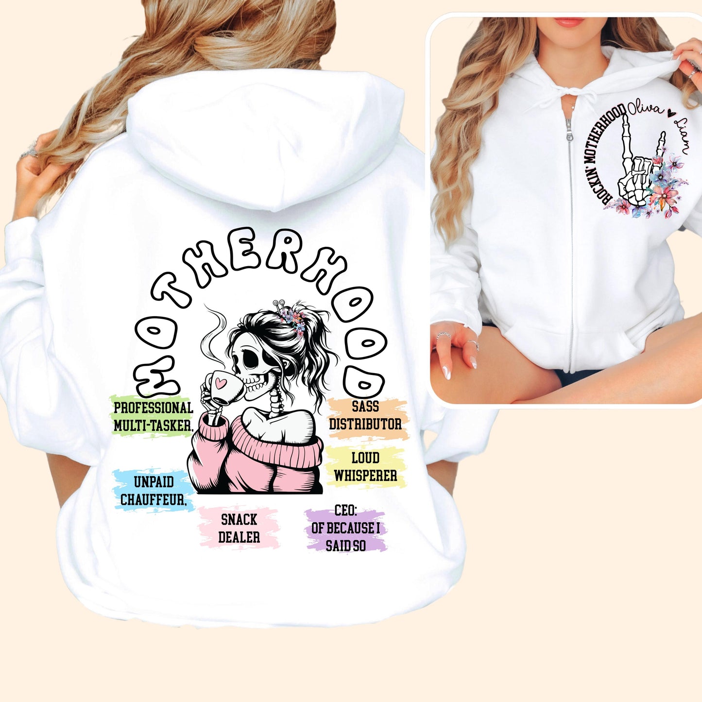 Custom hoodies mama gift from kids present for mothers day gift for her cute full zip hoodie funny mama sweatshirt hoodies for women b-day