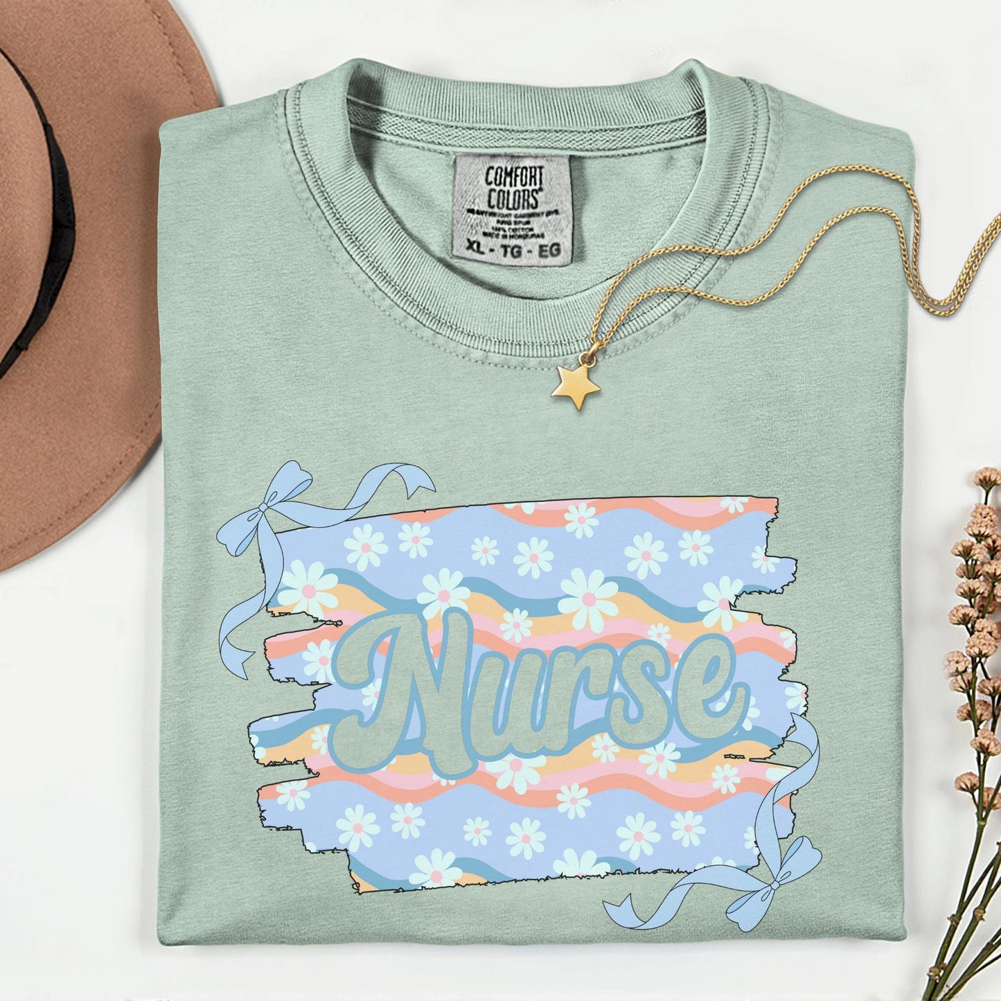 Nurse Comfort Colors T-Shirt: Floral Spring/Summer Medical Tee