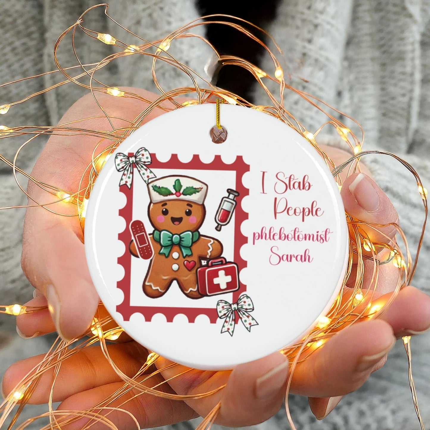 Phlebotomist Christmas Ornament: Gingerbread Stamp, Coquette Keepsake Tree Decor
