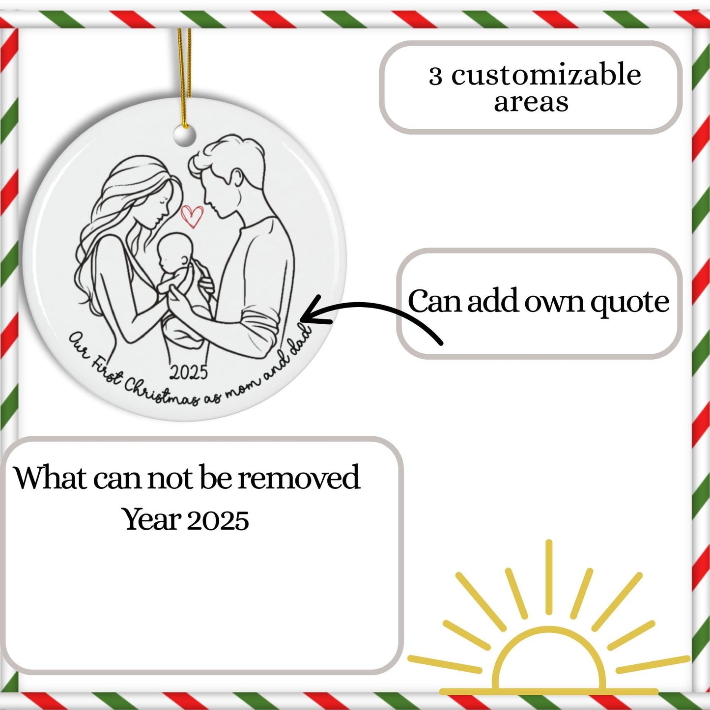 Mom & Dad's First Christmas 2025 Ornament: Ceramic Keepsake Decoration