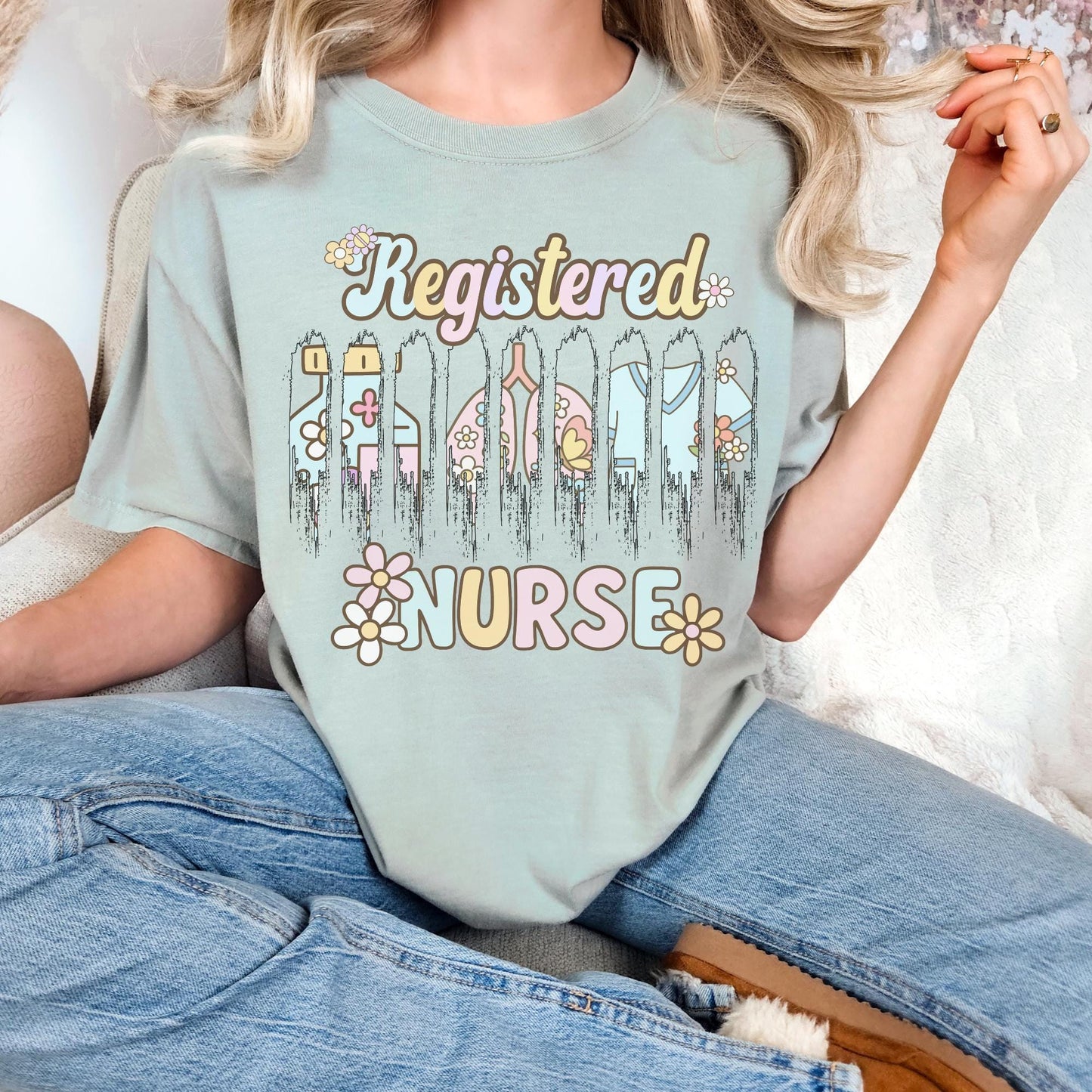 Comfort Colors Nurse Shirt: Brush Stroke Floral Design, Nurses Week Tee