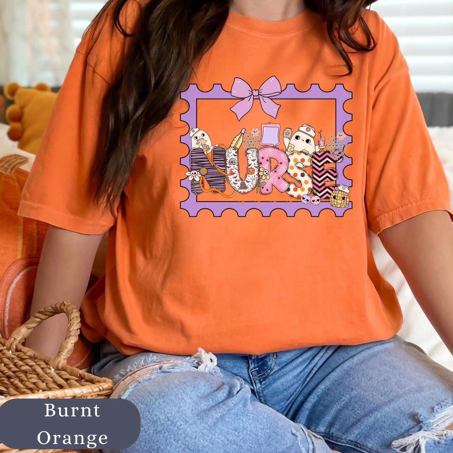 Retro Ghost Nurse T-Shirt: Comfort Colors Halloween RN Tee