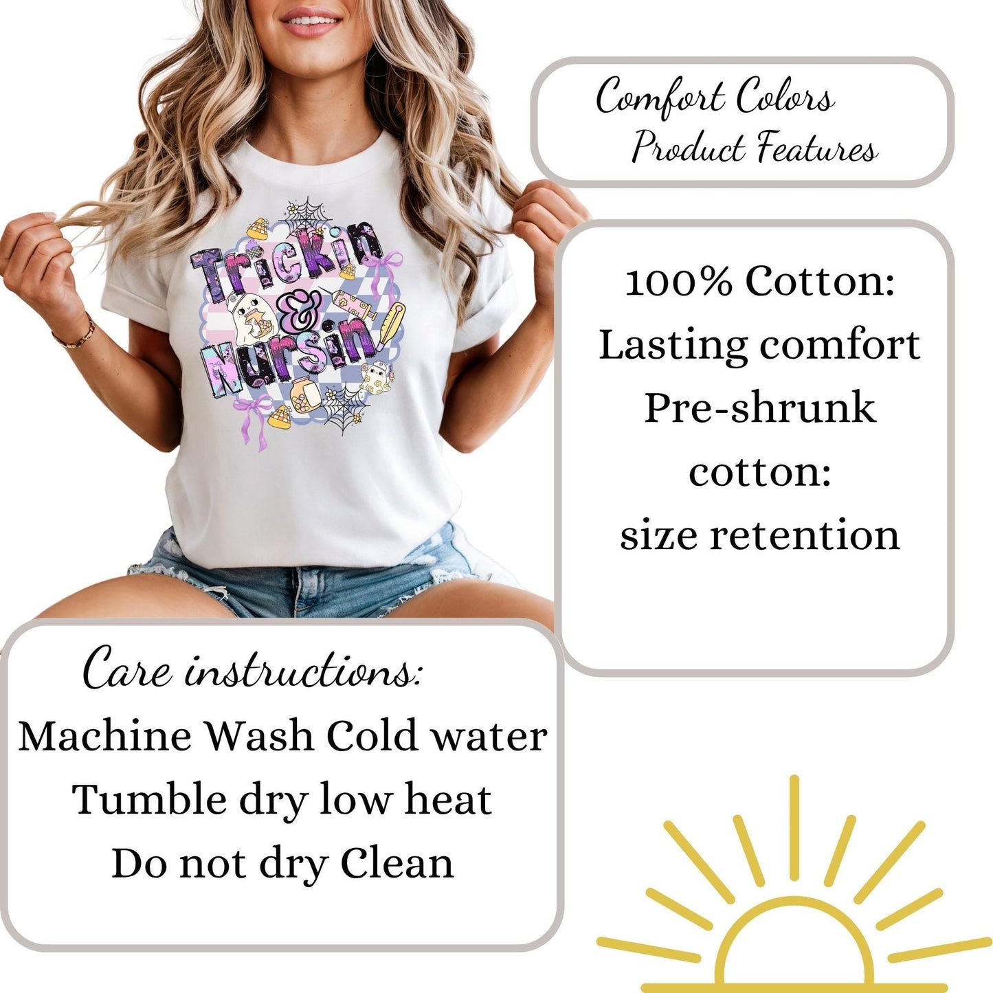 Registered Nurse Ghost Halloween Comfort Colors® 100%cotton autumn t-shirt S-4XL