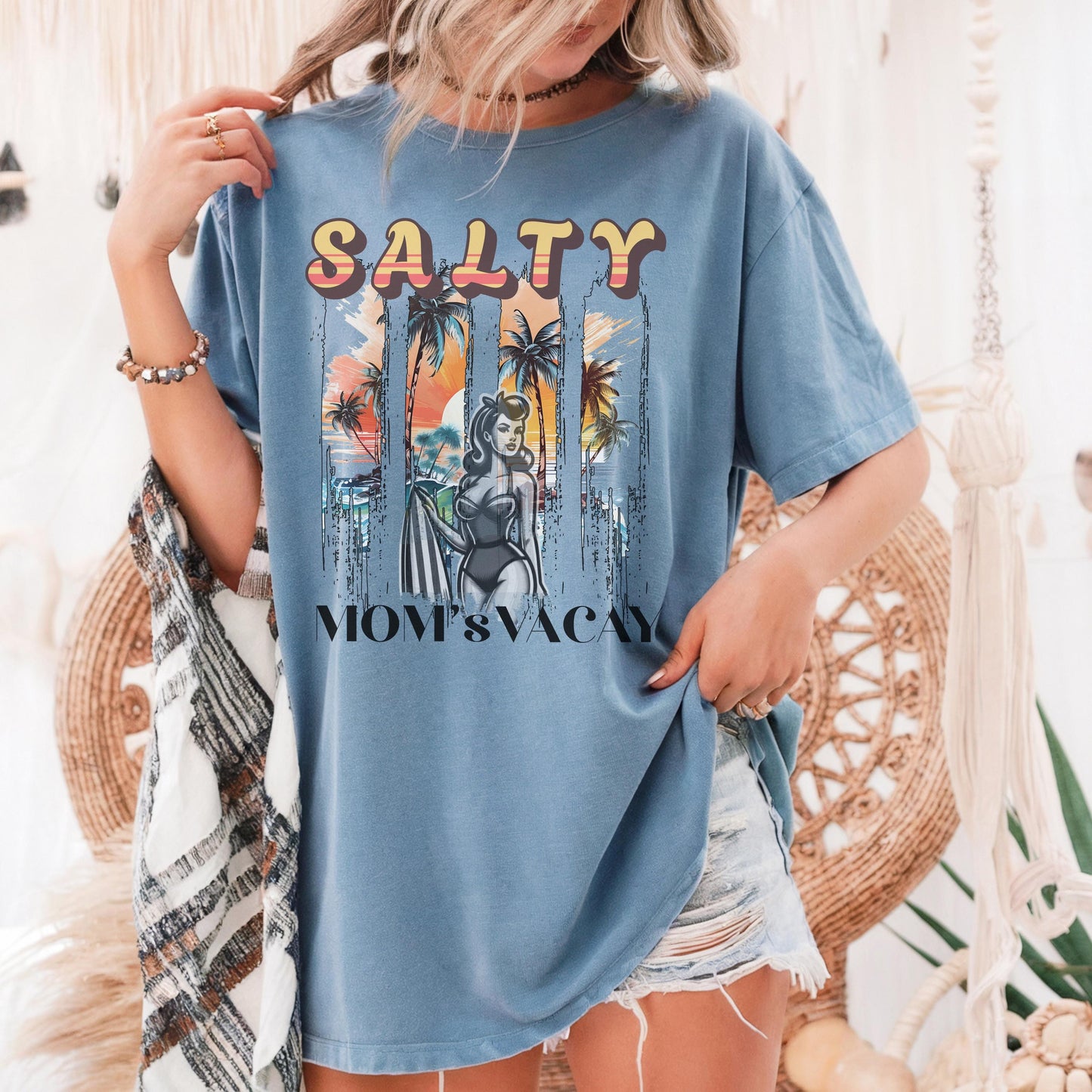 Salty Mom's Vacay T-Shirt: Comfort Colors Beach Trip Tee
