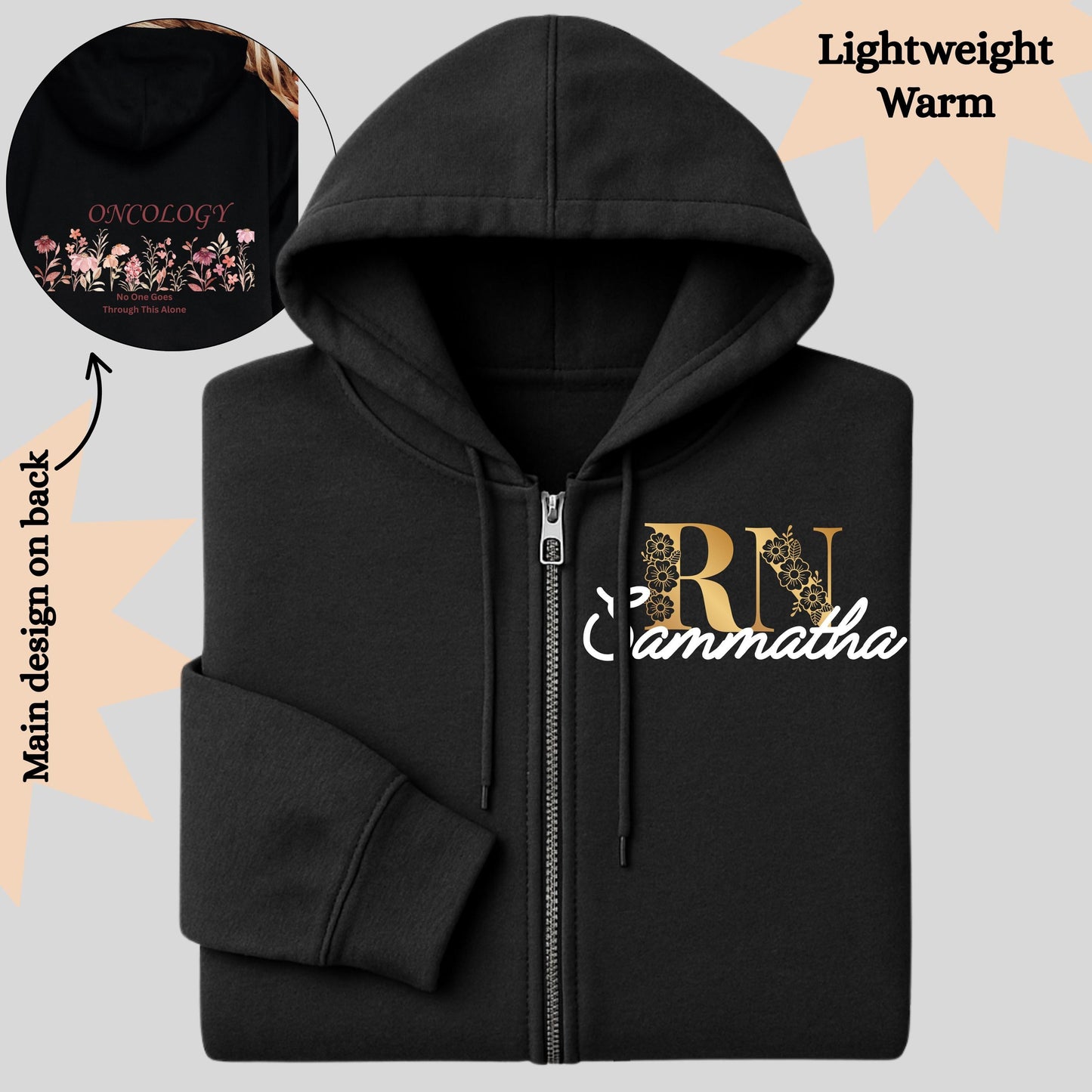 Personalized registered oncology nurse fleece jacket custom nursing graduation gift for licensed practical nurse student full zip hoodie