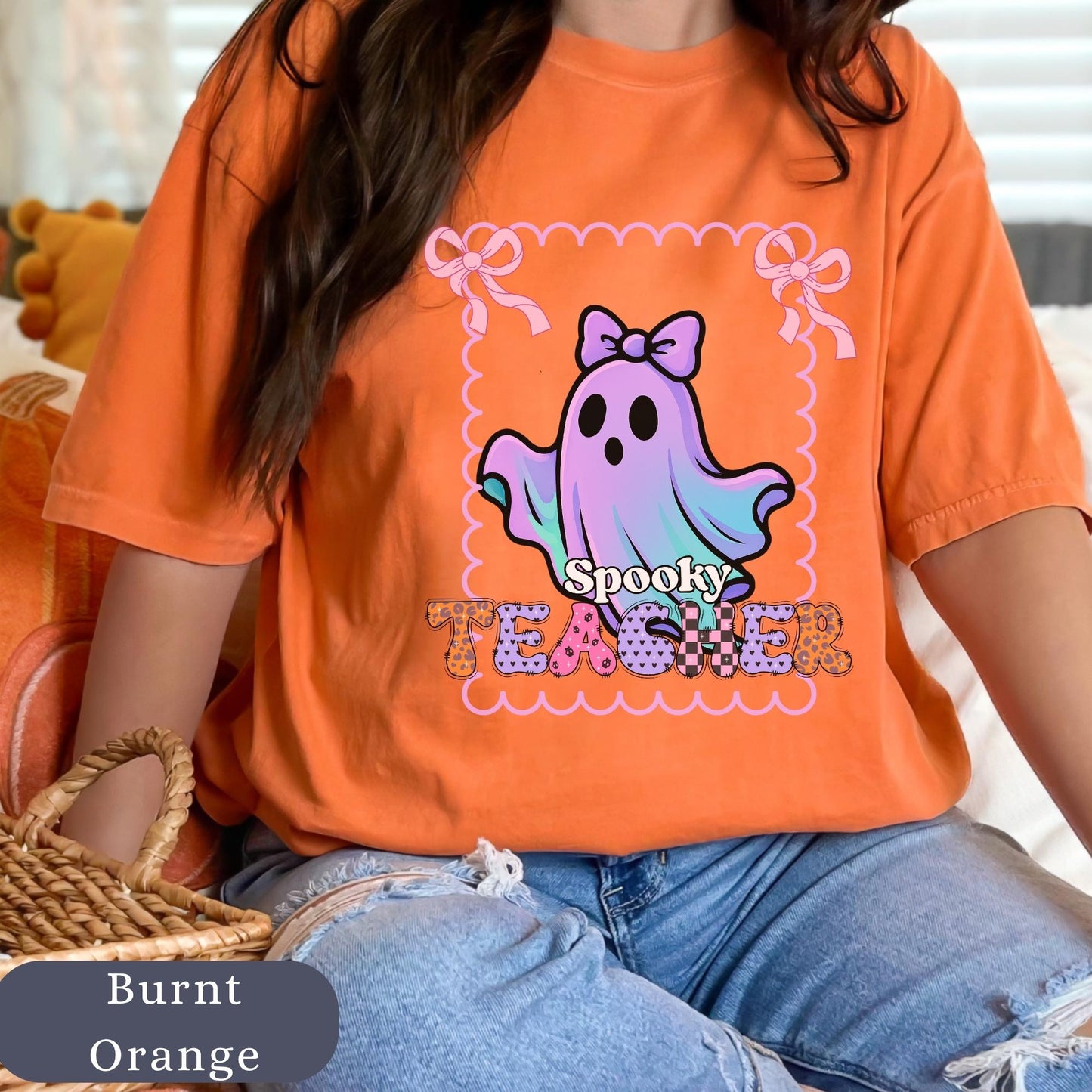 Spooky Cute Ghost Teacher T-Shirt for halloween party matching educator tee for elementary school teacher fall halloween costume shirt pre-k