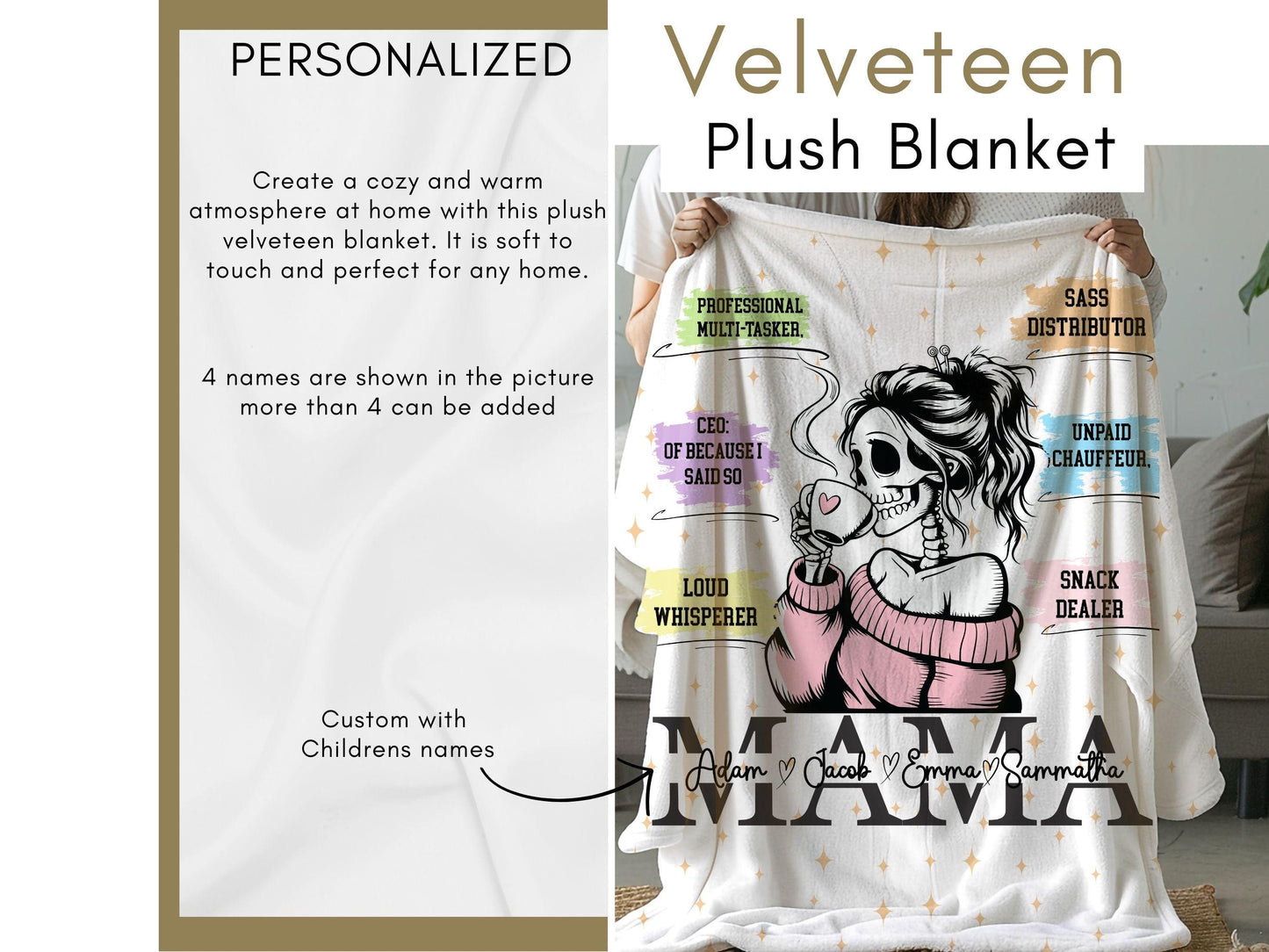 Personalized Mama Blanket: Sassy Mom Quote Velveteen Plush Throw