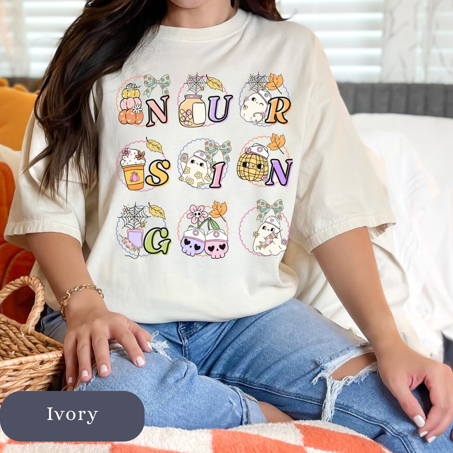 Spooky Ghost Nurse Shirt: Comfort Colors Halloween RN LPN Tee
