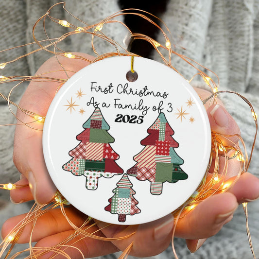 Personalized Family Christmas Ornament 2025: Quilt Patchwork Tree