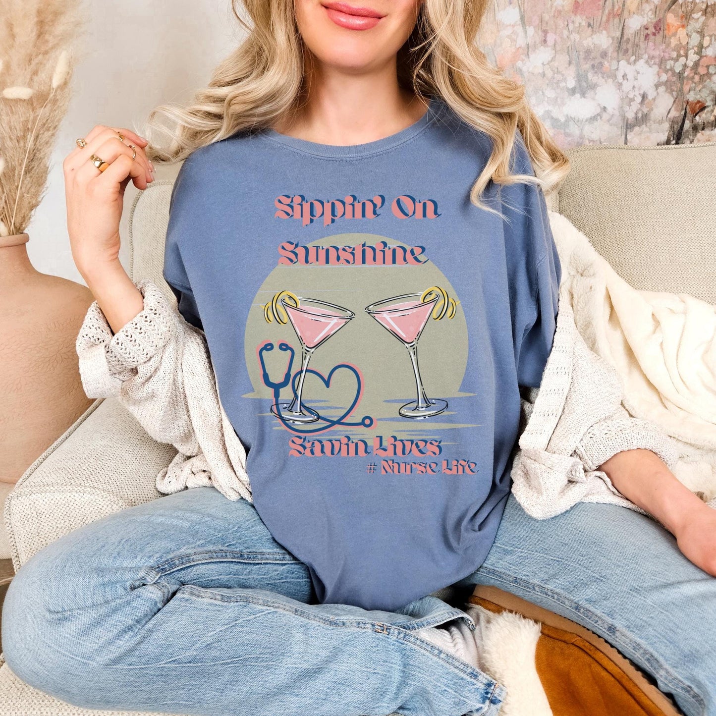 Nurse Summer Vibes Comfort Colors T-Shirt: RN Travel Trip Tee