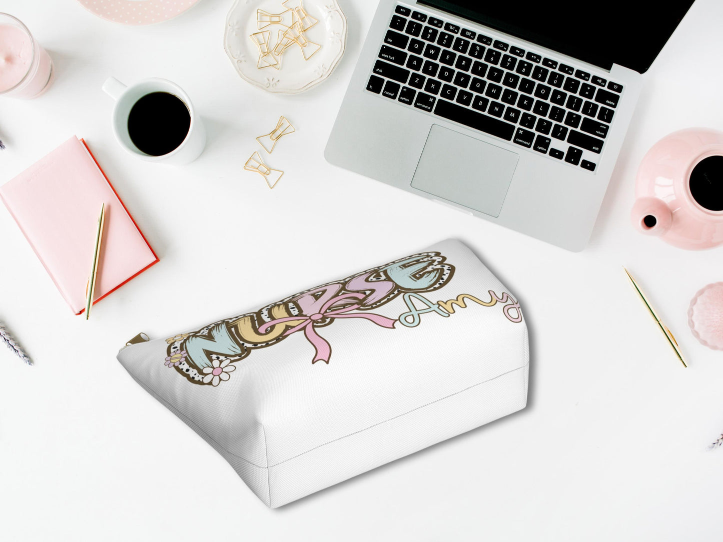 Personalized Nurse Makeup Bag: Custom Name Cosmetic Pouch