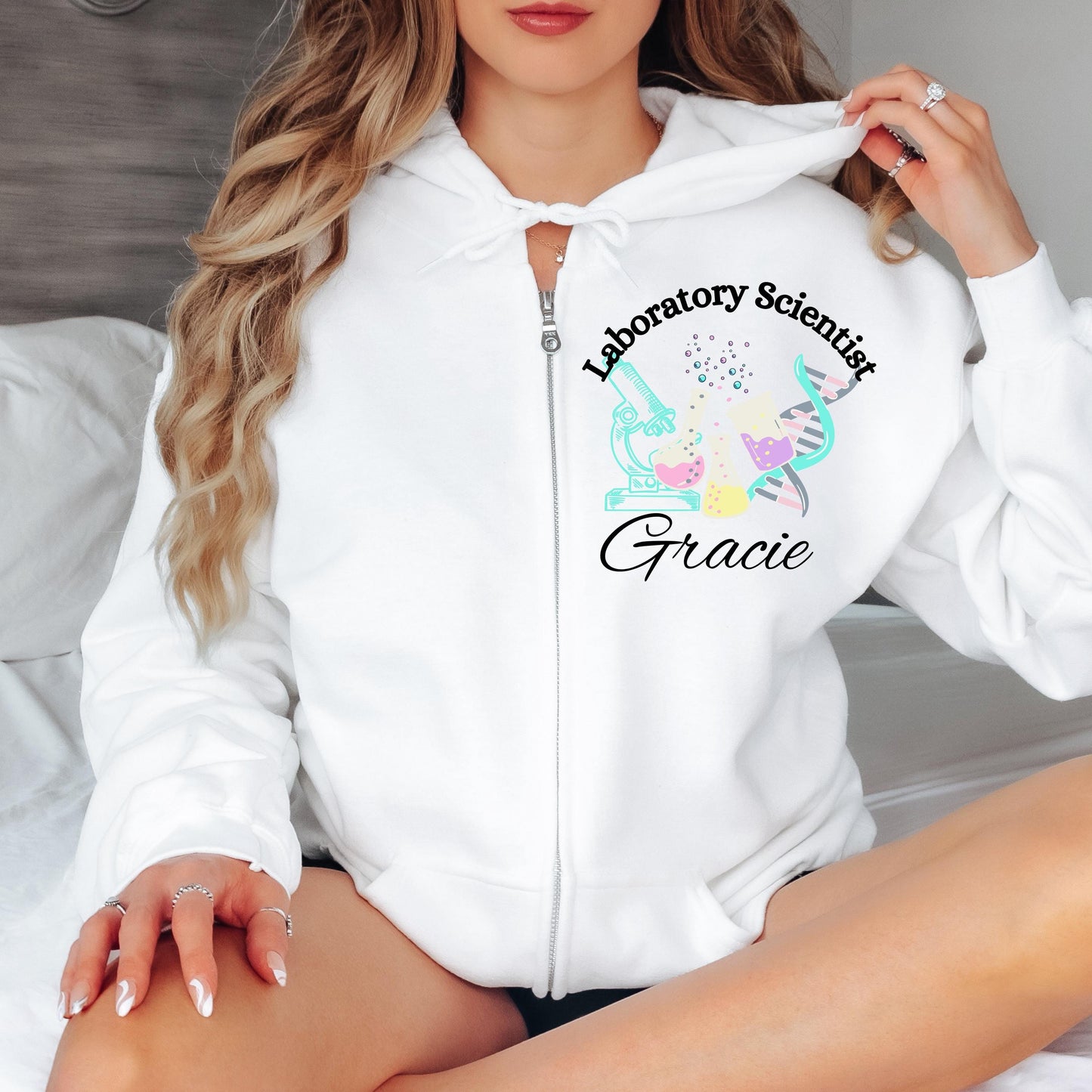 Custom Medical Lab Scientist Zip Hoodie: Funny Chemist Gift